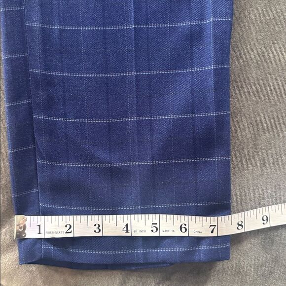 Men’s Blue Plaid 3 Piece Slim Fit Formal Business Suit Jacket 38 Pants 34 NWT - Picture 13 of 15